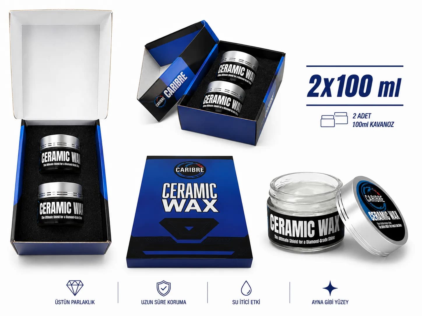 Caribre Caribre Seramik Wax 2 Adet 100 Ml Katı Ceramic Wax - Detaysandan