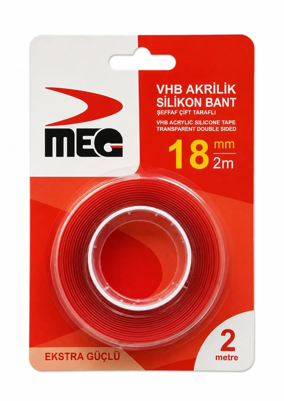 PIGHMENT AUTOMEDIC MEG VHB Akrilik Silikon Bant Şeffaf Çift Taraflı 18 MM/2 METRE - Detaysandan